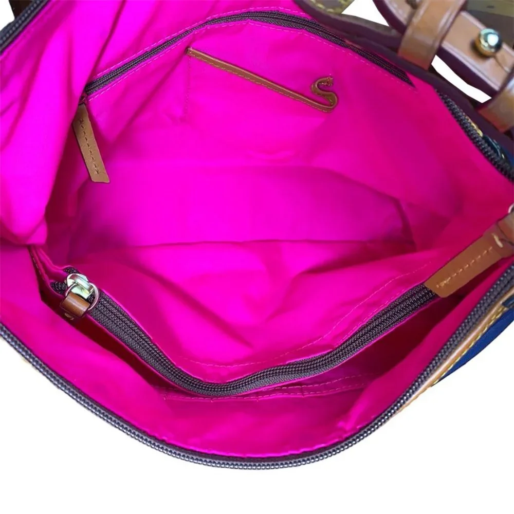 DOONEY & BOURKE Large Erica Nylon Top Handle Shoulder Bag With Leather Trim